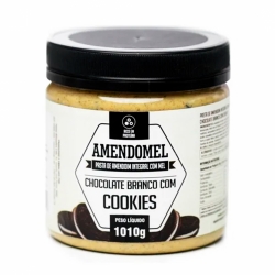 Pasta de Amendoim Integral com Mel Sabor Chocolate Branco com Cookies (1010g) - AmendoMel
