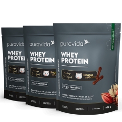 Kit 3un Whey Protein Isolado Sabor L�ngua de Gato� (450g) - Pura vida