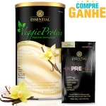 Veggie Protein - Proteína 100% Vegetal - Baunilha - Essential - 450g (Compre e Ganhe) + 1 Sachê de Pre-Action Veggie Protein - Proteína 100% Vegetal - Baunilha - Essential - 450g (Compre e Ganhe) + 1 Sachê de Pre-Action