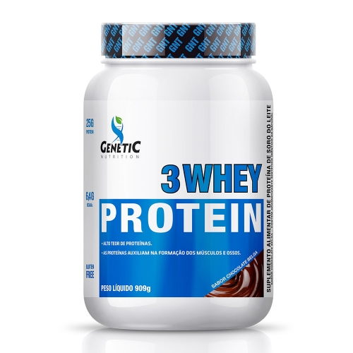 3 whey Protein Sabor Chocolate Belga (909g) - Genetic Nutrition