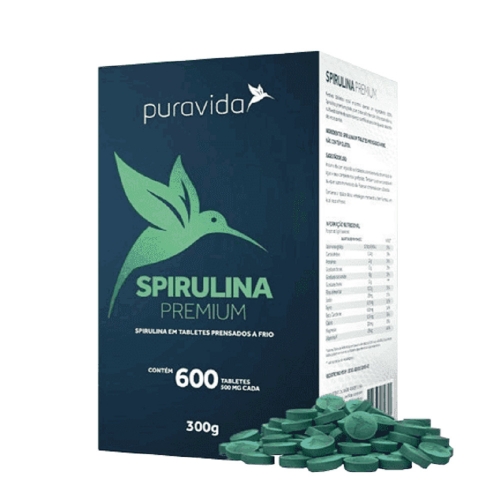 Spirulina Premium (600 Tabletes) Pura vida Corpo & Vida Suplementos
