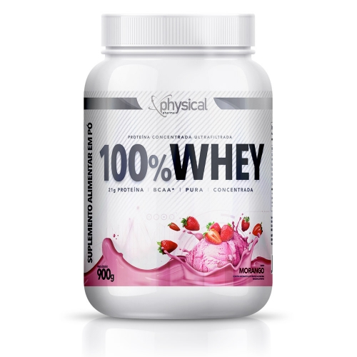 100% Whey Sabor Morango (900g) - Physical Pharma