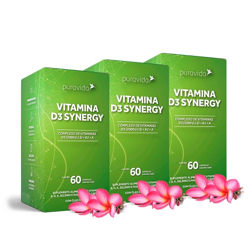 Kit 3 Unidades Vitamina D3 Synergy (60 Cpsulas) - Pura Vida