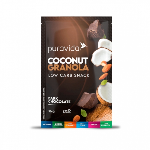 Coconut Granola Sabor Dark Chocolate (30g) - Pura Vida