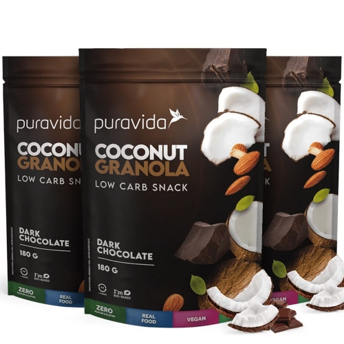 Kit 3 un Coconut Granola Sabor Dark Chocolate (180g) - Pura Vida