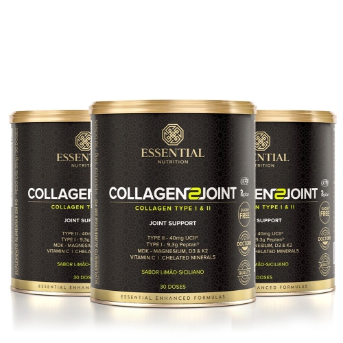 Kit 3unid Collagen 2 Joint Lata Sabor Limão Siciliano (351g) - Essential
