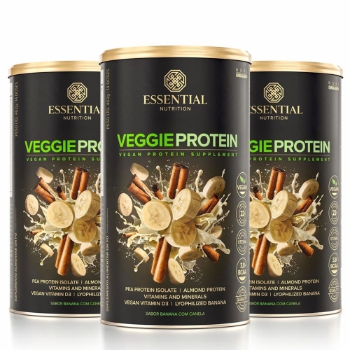 Kit 3unid Veggie Protein Sabor Banana e Canela (462g) - Essential