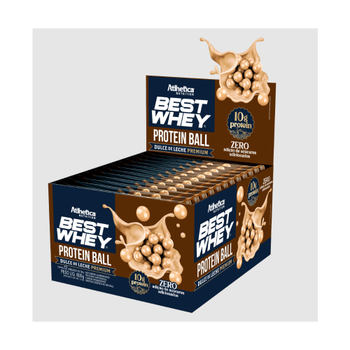 Best Whey Protein Ball Sabor Dulche de Leche Premium (Cx c/ 12un de 50g) - Atlhetica Nutrition