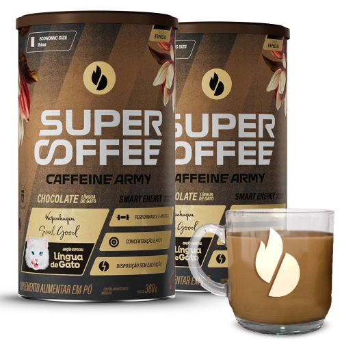 Compre 2un SuperCoffee Sabor Língua de Gato (380g) - Caffeine Army e Ganhe Xícara