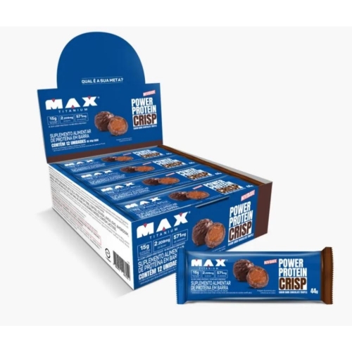 Power Protein Crisp Sabor Dark Chocolate Truffle (Cx c/ 12unid de 44g) - Max Titanium
