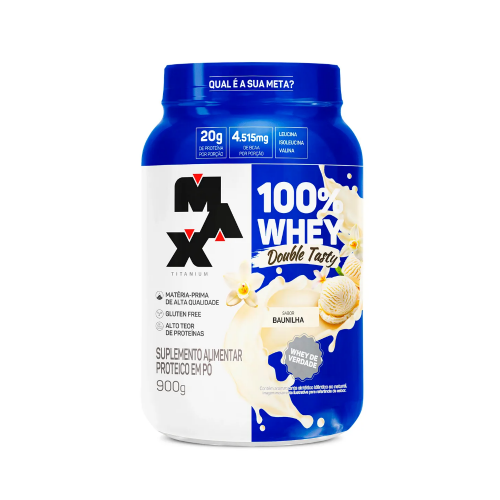100% Whey Double Tasty Sabor Baunilha (900g) - Max Titanium