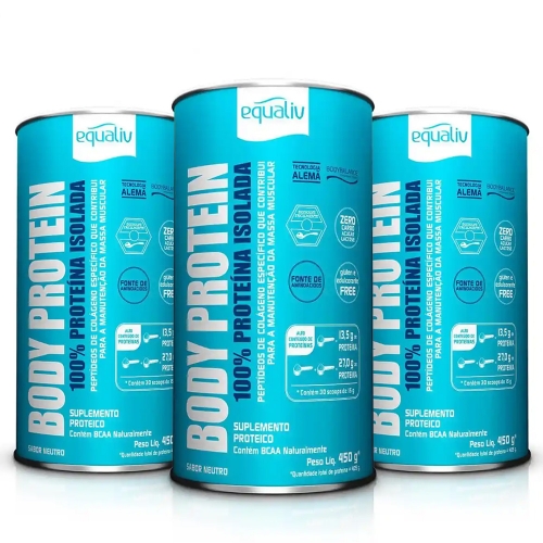 Kit 3uni Body Protein Sabor Neutro (450g) - Equaliv
